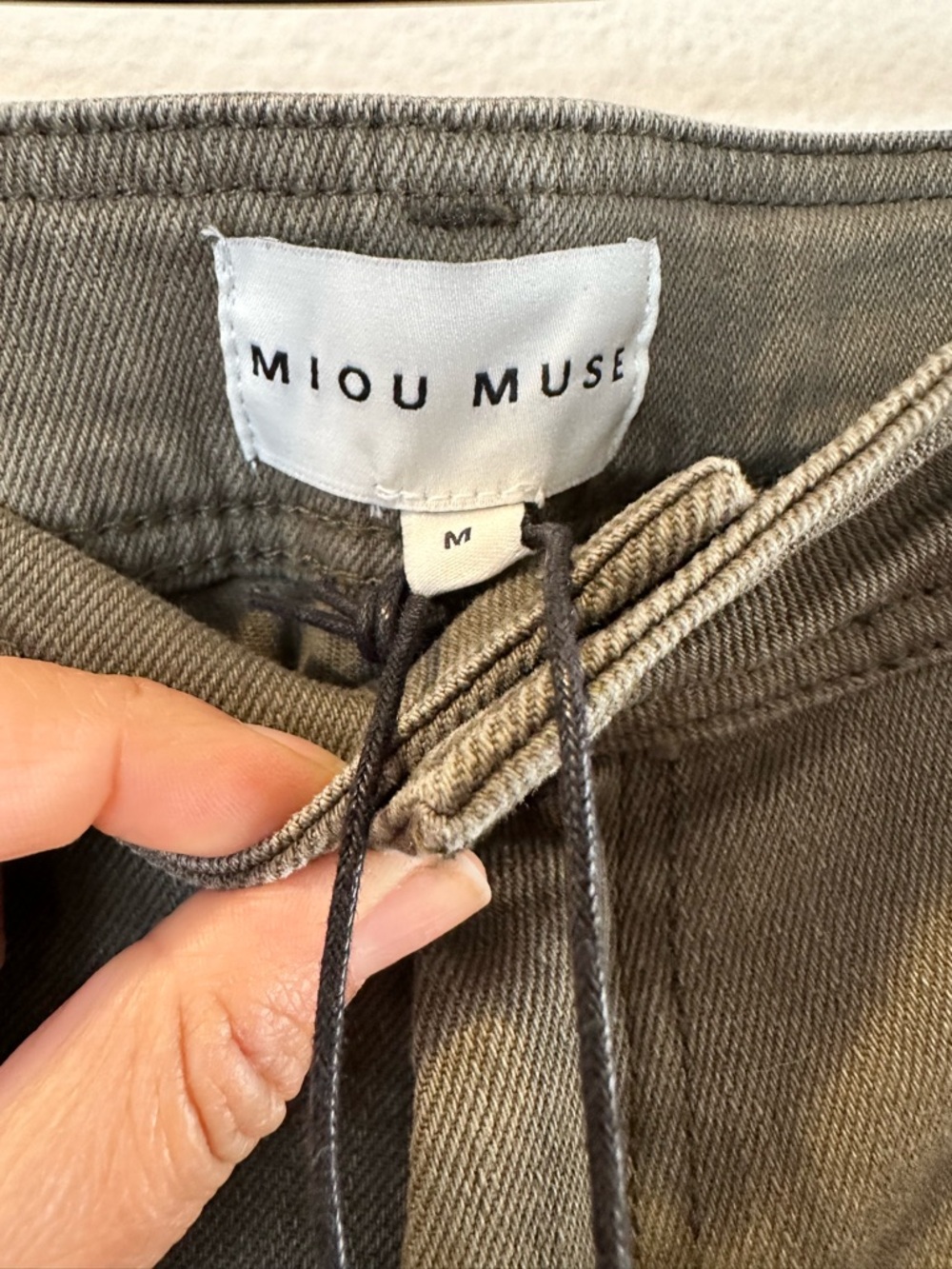 High-Rise Wide-Leg Jeans in Olive - Picture 3 of 4